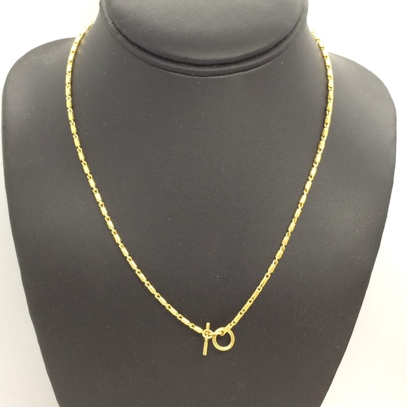 !!SOLD!! MADEWELL TOGGLE NECKLACE CHAIN GOLD TONE MINIMALIST QUIET LUXURY - Picture 1 of 13